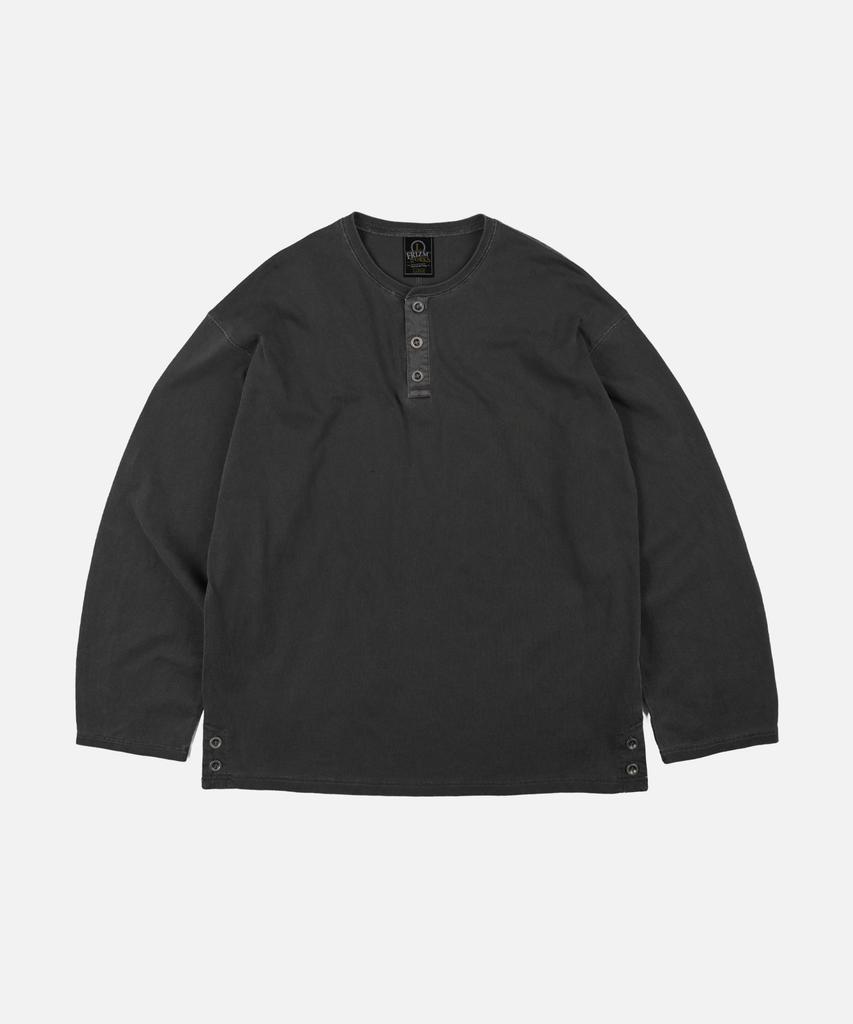 FRIZMWORKS Pigment Dyeing Henley Neck Tee _ Charcoal