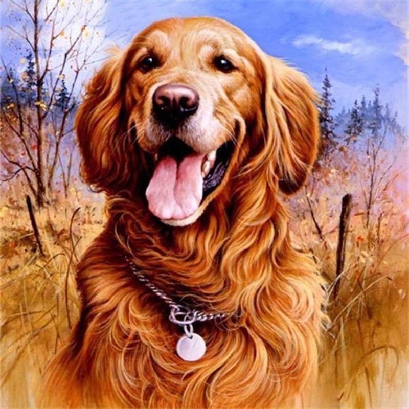 5D DIY Diamond Painting Dog Full Drill Square Diamond Embroidery Animal Needlework Beaded Mosaic Art Handmade Gift