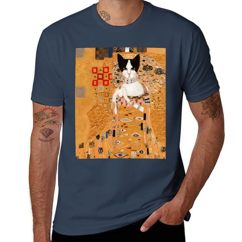 Klimt Cat TShirt High Elasticity Sports Tee Shirt