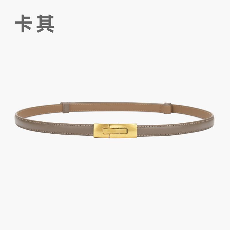 Kvinners skinn tynt belte All-Match Justerbart et par spenner Belte kvinnelig pynt kjole belte