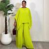 European and American temperament fashionable loose long-sleeved design irregular top wide-leg trousers African casual women's suit