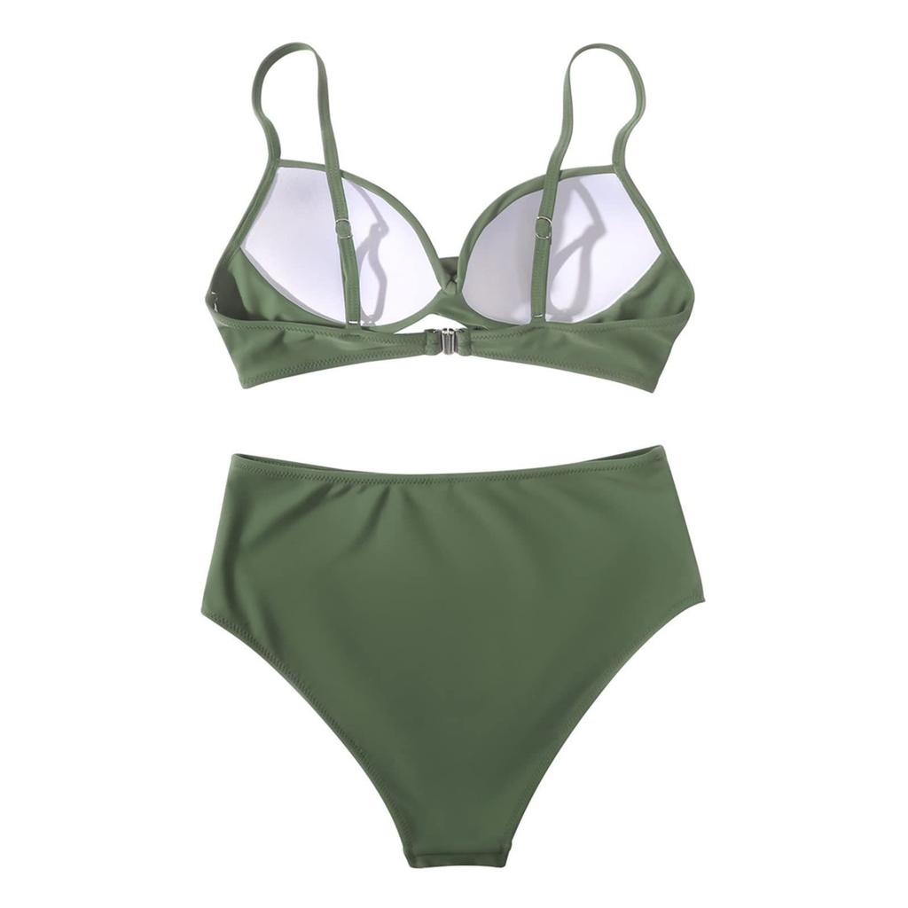 Costume da bagno bikini push up da donna costumi da bagno solidi sexy costume da bagno floreale femminile costumi da bagno increspati XL bikini a vita alta donna