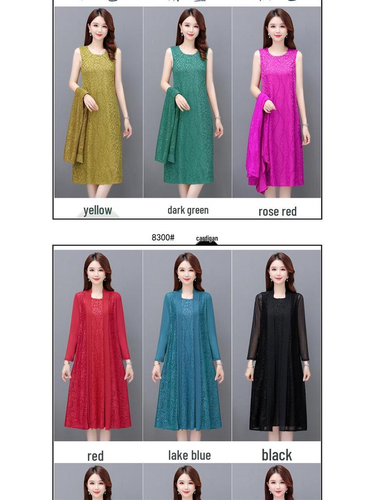 Rochie de vară din două piese 2023 cu șal cardigan de lungime medie