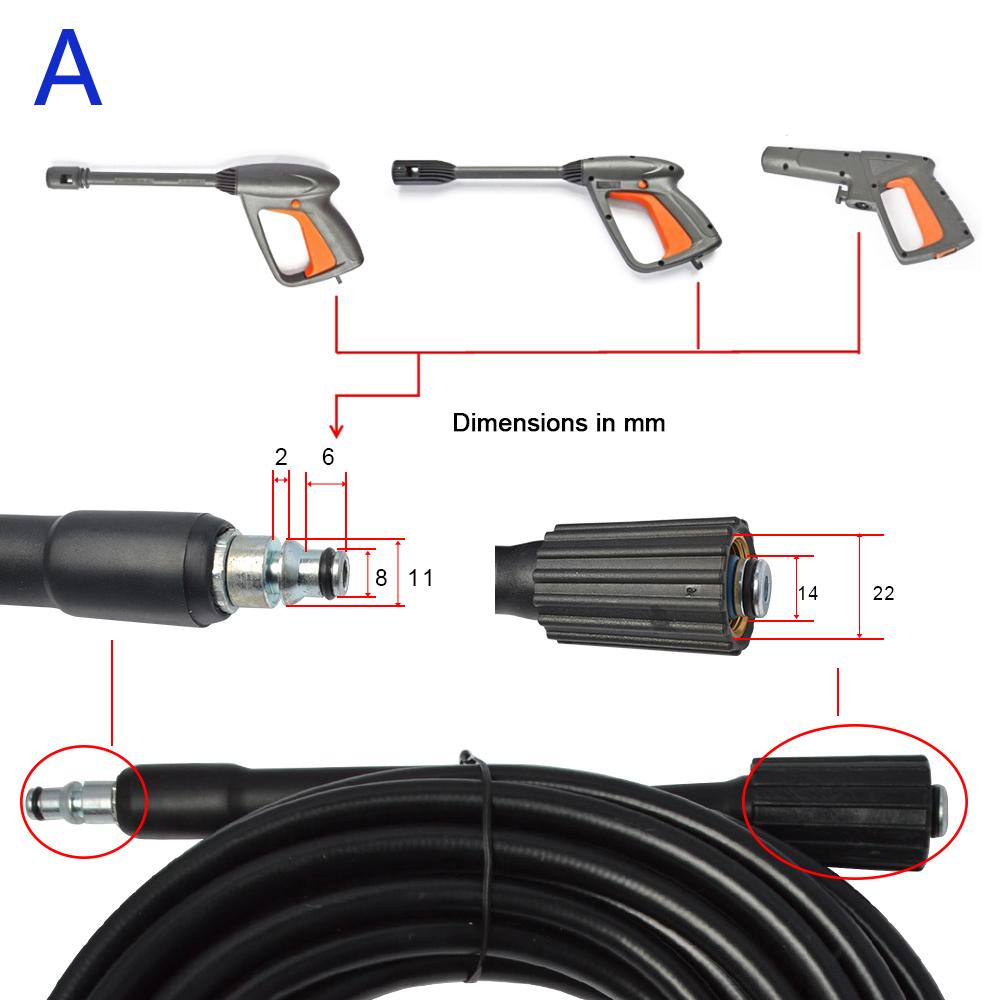 5 m, 6 m, 10 m, 160 bar, 2320 psi, Hochdruck-Wasserreinigungsschlauch, Kabel für Interskol Elitech Hochdruckreiniger-Schlauch
