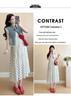 Korean Style Maternity Two-Piece Set: Lace Patchwork Denim Vest with Polka Dot Camisole Dress