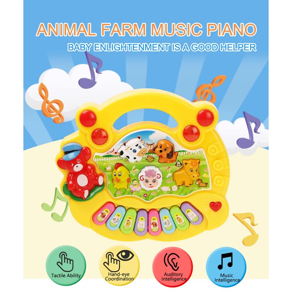 Baby Musical Toy with Animal Sound Kids Piano Keyboard Electric Flashing Music Instrument Early Educational Toys for Children