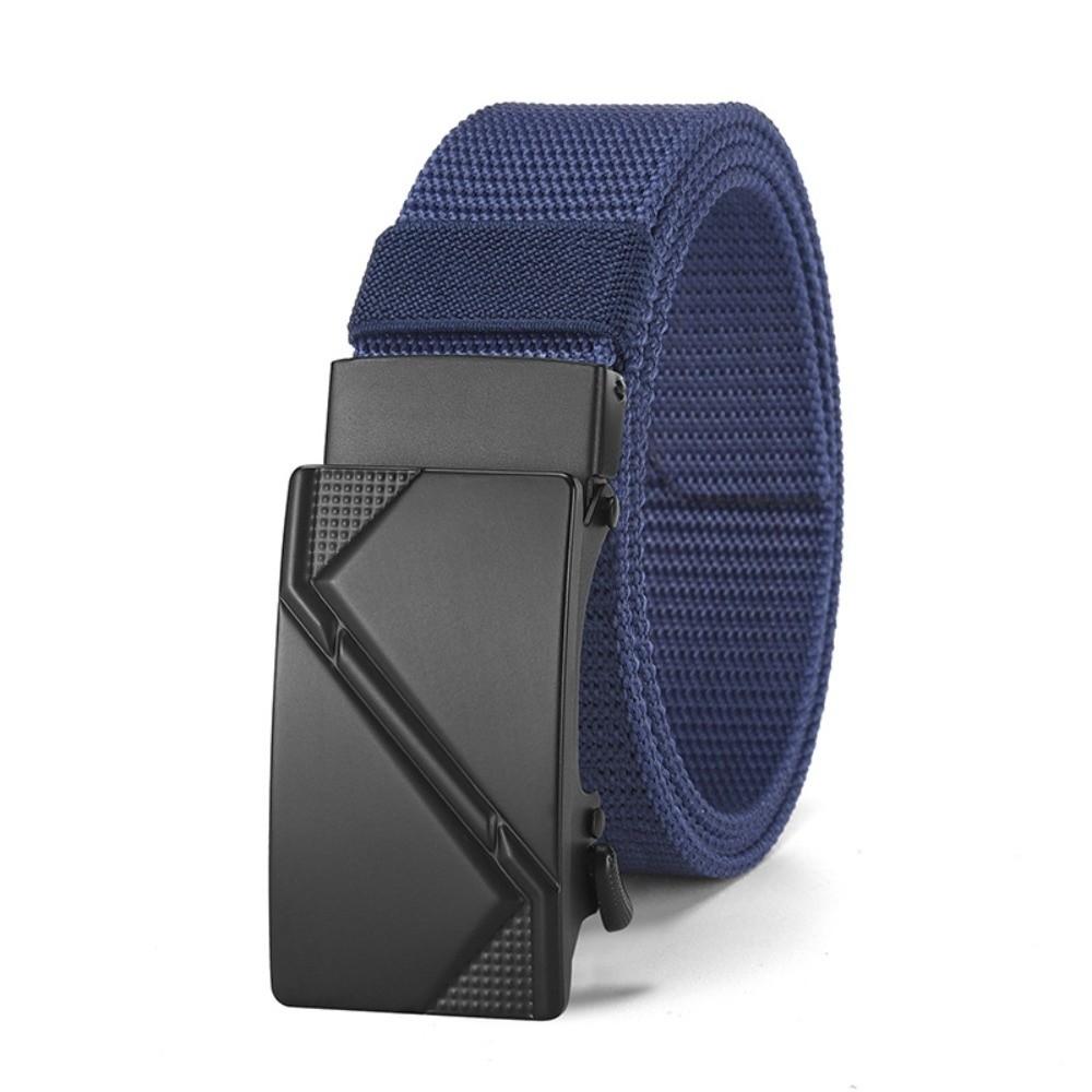 

Casual Metal Automatic Buckle Waistband Luxury Brand Jeans Belt Weave Waist Band For Women Man синій