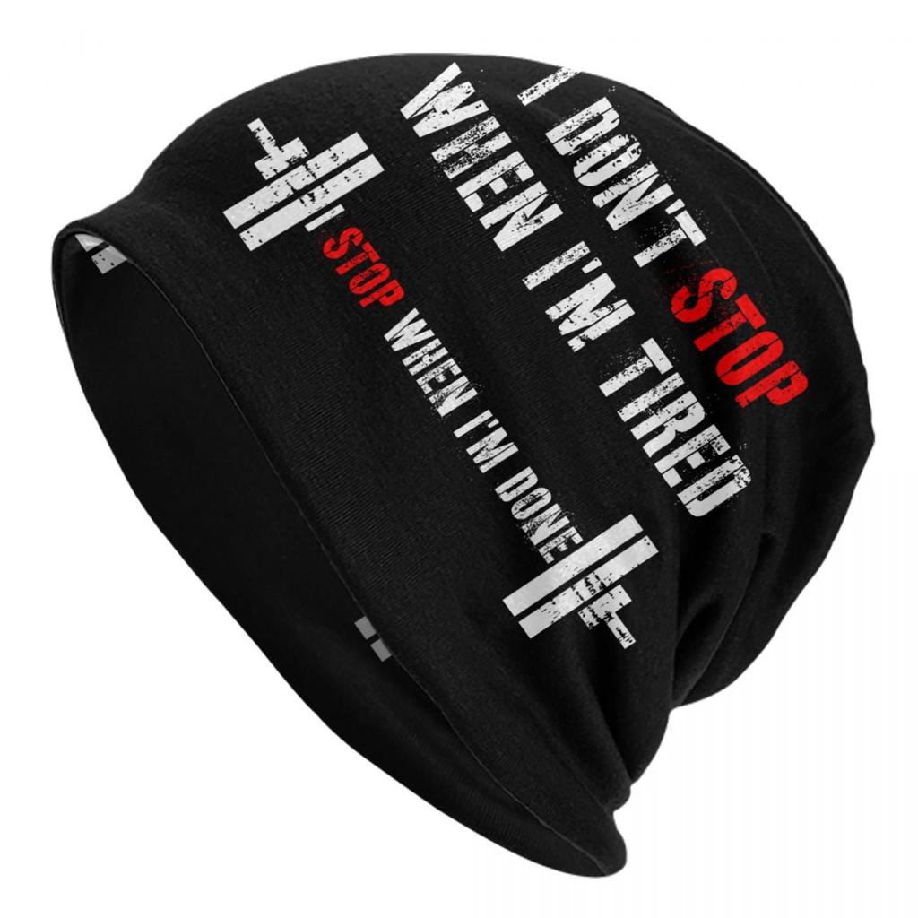 Custom No Pain No Gain Skullies Beanies Caps Unisex Winter Warm Knitted Hat Hip Hop Bodybuilding Fitness Gym Bonnet Hats Cap