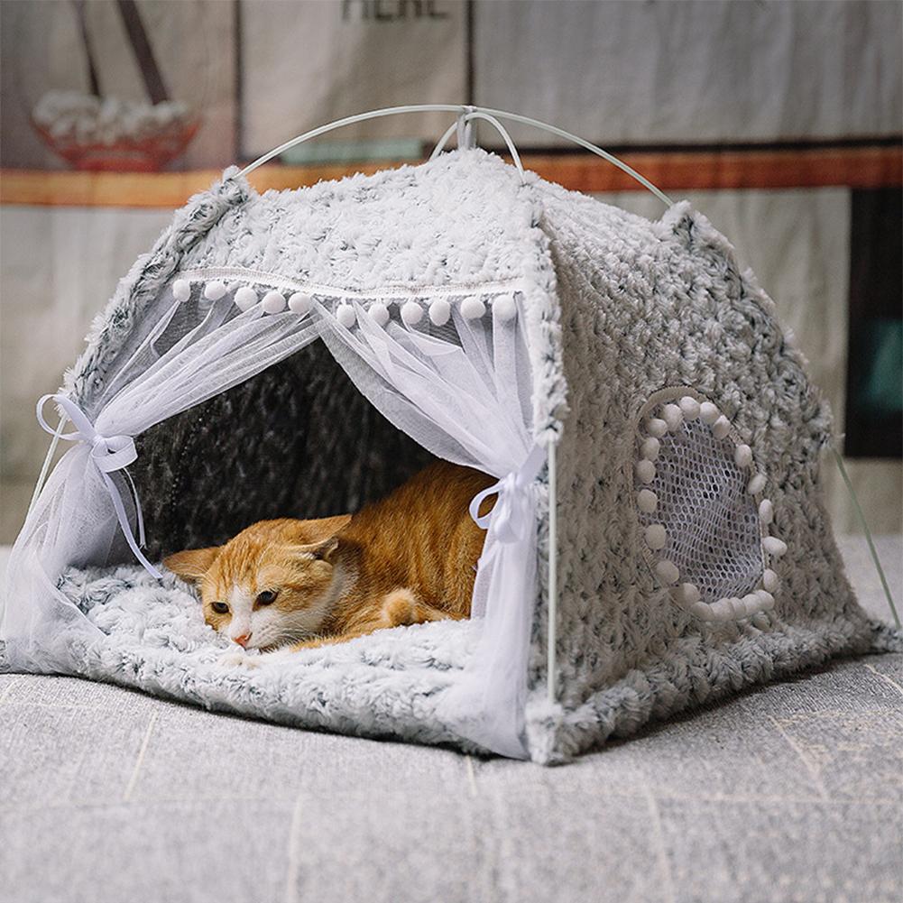 Kolip Foldable Pet Tent Kitten Dog Cat House Semi-enclosed Pet Kennel Products Suitable For All Seasons