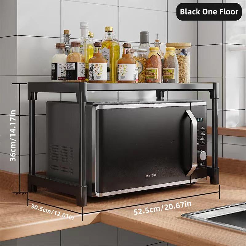 Popular Double Layer Microwave Oven Rack – Simple, Multi-Purpose Kitchen Storage with Seasoning Box Organizer