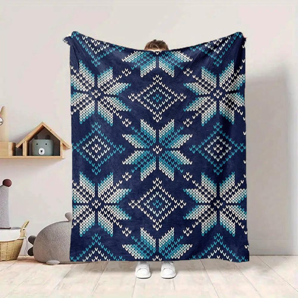 1pc Winter Snowflakes Blanket, Lightweight Flannel Throw Blanket for Sofa, Bed, Travel, Camping, Living Room, Office, Couch053