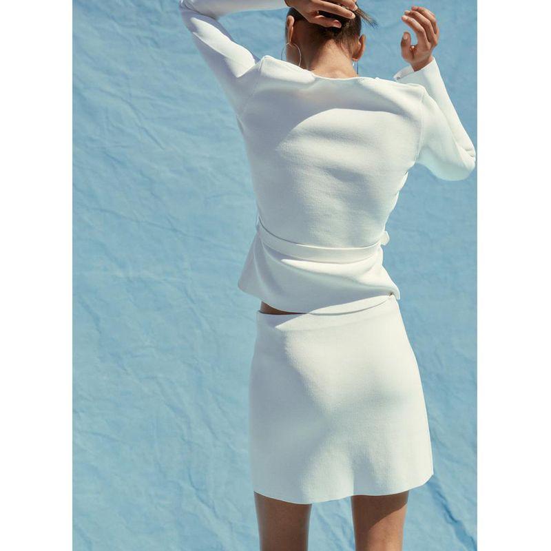 Summer New Product Women's Clothes Minimalist Wind Hidden Snap with Belt V Neck Long Sleeves Plain Stitch Outwear 5536046