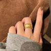 San Francisco Vintage Chic Wide Band Brass Ring, White Gold Plated Retro Index Finger Ring