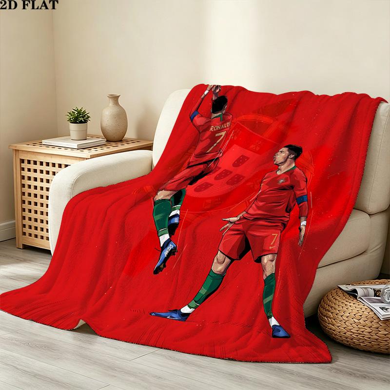 1PC Ronaldo Patterned Flannel Blanket Suitable For All Seasons For Home Decor Warmth And Comfort Gifts Holiday Present