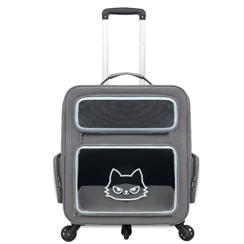 

Folding Pet Bag Pet Backpack Carrier Breathable Air Box with Pull Rod Cat Dog Bag Travel Bag Large Capacity Pet Carrier Handbag 38X28X42CM синий