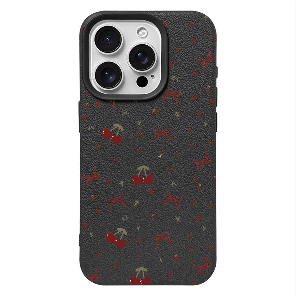 

Luxury Cherry Bow Pink Gold Koi Fish Lotus Phone Case For Iphone 17 Air 16 16e 15 14 13 12 11 Pro Max Protective Leather Cover iphone 12 ProMax