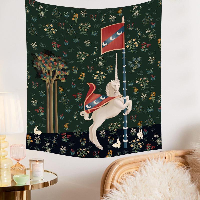 The Unicorn In Captivity Wall Tapestry Cover Beach Towel Picnic Yoga Mat Home Decoration Animal Wall Covering Blanket