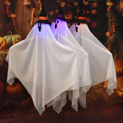 Glowing Prop Hanging Ghost Halloween Decoration Spooky Halloween Hanging Ghosts Outdoor Decoration Set with Light-up for Front