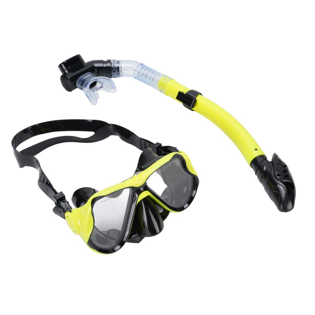 Adult Snorkel Set Wide View High Definition Tempered Glass Lens Diving Goggles and Full Dry Snorkel