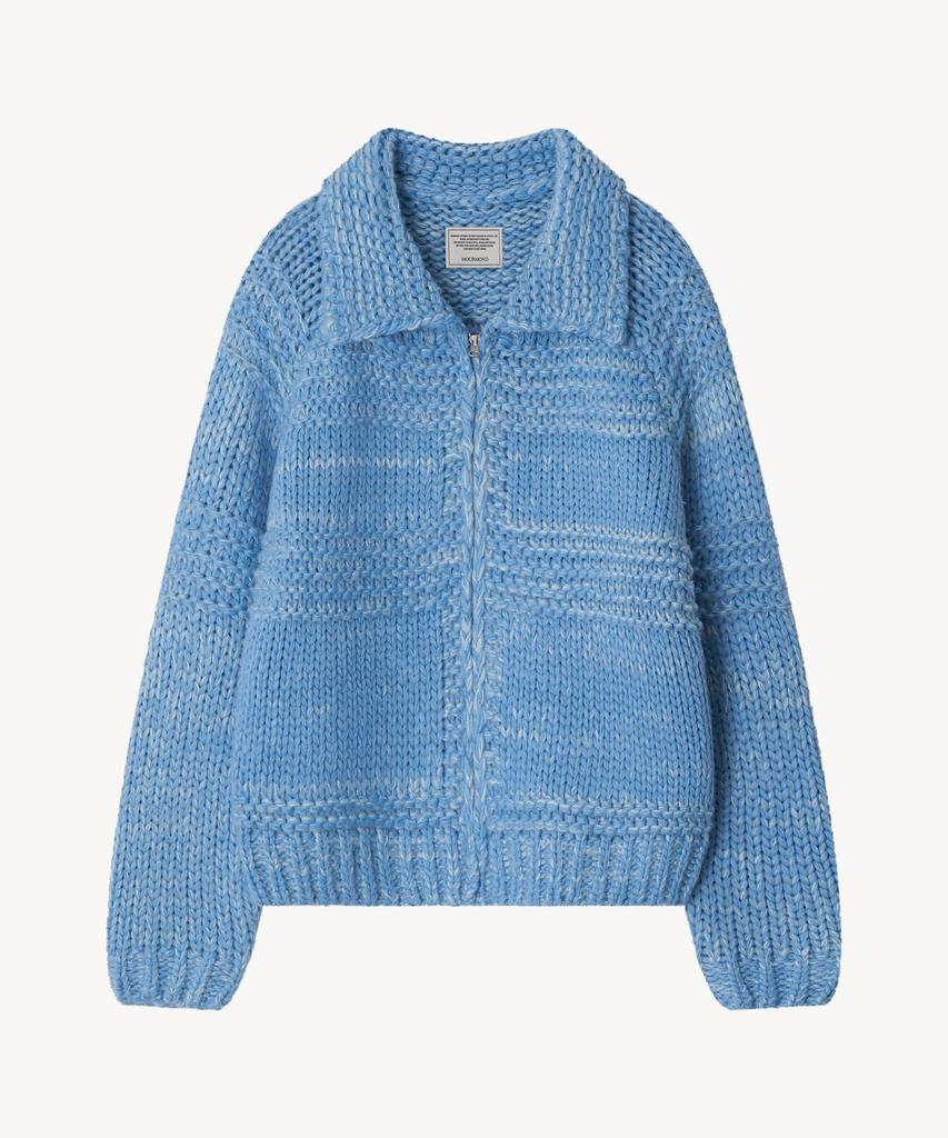 HOURMOND Cloud Knit Zip-Up_Sky Blue