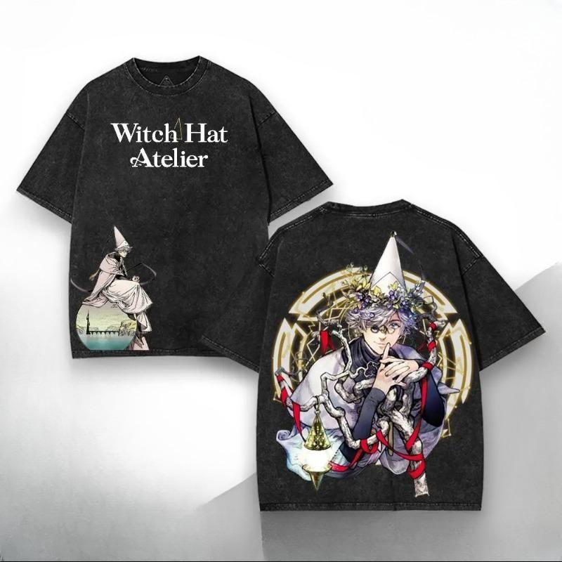 Anime Witch Hat Atelier Qifrey Print T-shirt Men Women Tshirts Short Sleeve Cotton Clothing Retro Washed T Shirt Harajuku Tops