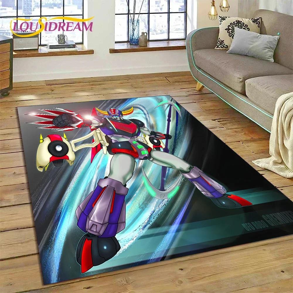 Tappeto Moquette 3D Cartone Animato UFO Robot Grendizer Anime per Camera da Letto Soggiorno Decorazione Casa Divano, Tappetino da Gioco Grande Decorativo per Bambini
