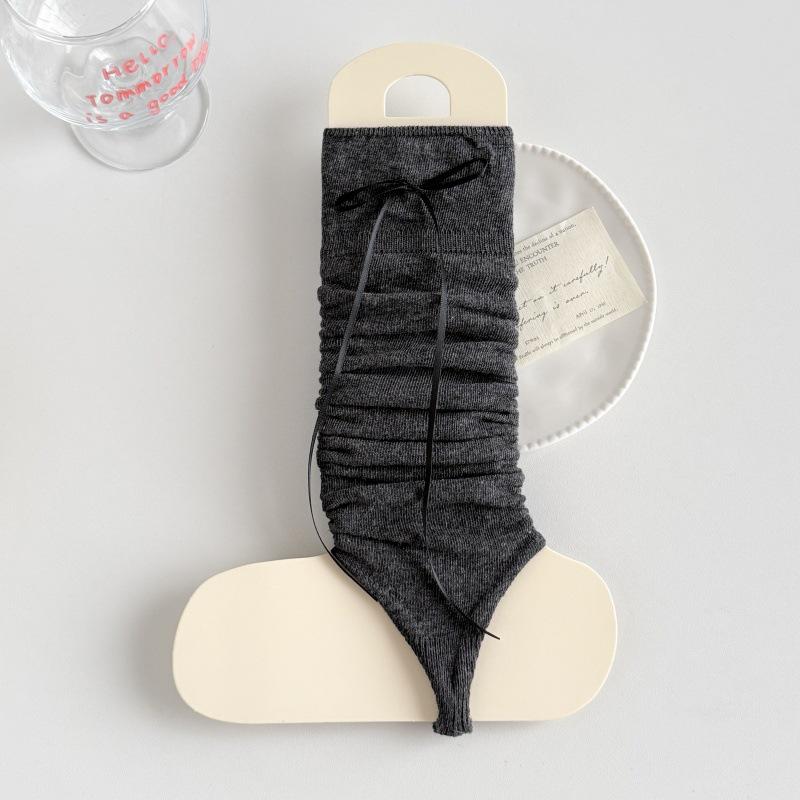 Korean Sweet Style Bow Leg Warmers - Spring/Summer Thin Stacked Socks for Small Calves