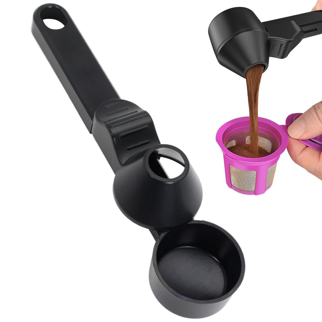 ABS Coffee Scooper Long Handle Measure Cup with Funnel Ground Coffee Scoop multifunctional coffee measuring kitchen tool