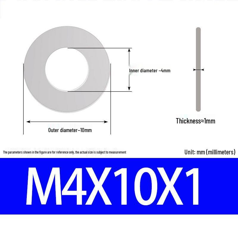 304 Stainless Steel Ultra-Thin Flat Washer, Thickness: 0.1/0.2/0.3/0.4/0.5 Mm, Sizes M1-M8
