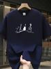 Men's Summer 100% Cotton Fashionable Casual Sports Loose Trendy Brand Pattern Printed Round Neck Short Sleeve T-shirt Top