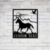 Custom Metal Horse Wall Sculpture - Rustic, Custom Text, Indoor/Outdoor Decor