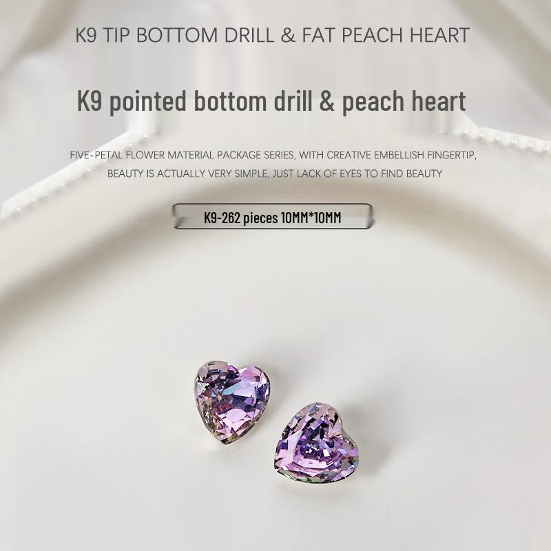 

Персиковое сердце К9 Стразы Аксессуары для нейл-арта: Блестящие, многогранные украшения в форме сердца (2 шт.)