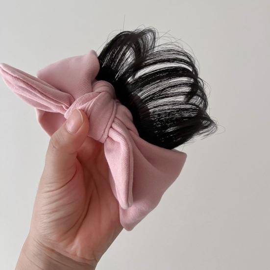 Baby Wig Headband with Bow Design Realistic Simulated Hair Material Secure Elastic Strap Baby Costume Hairband