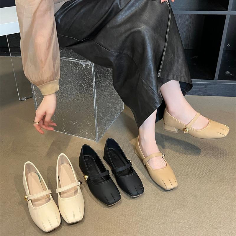 Square head Mary Jane shoes women's shoes thick heel with skirt temperament single shoes