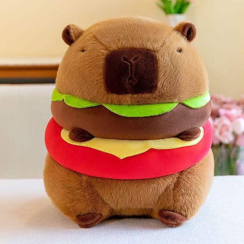 Nieuwe Leuke Hamburger Capibara Pluche Knuffel Simulatie Dier Pop Zacht Kinderspeelgoed Verjaardagscadeau Kawaii Kamerdecoratie
