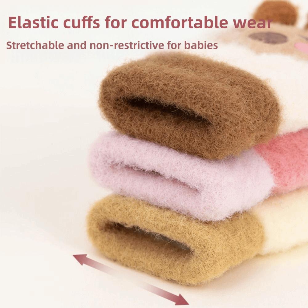 0-3 Years Old Capybara Winter Flip Gloves Thickened Kids Knitted Mitten Half Finger Gloves  School