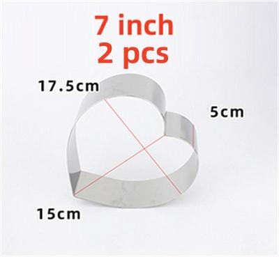 2 pcs set 4 5 6 7 8 9 10 12 14 inches 5cm Height 304 Stainless Steel Heart shape Mousse Ring Cake Mold Tiramisu DIY baking tool