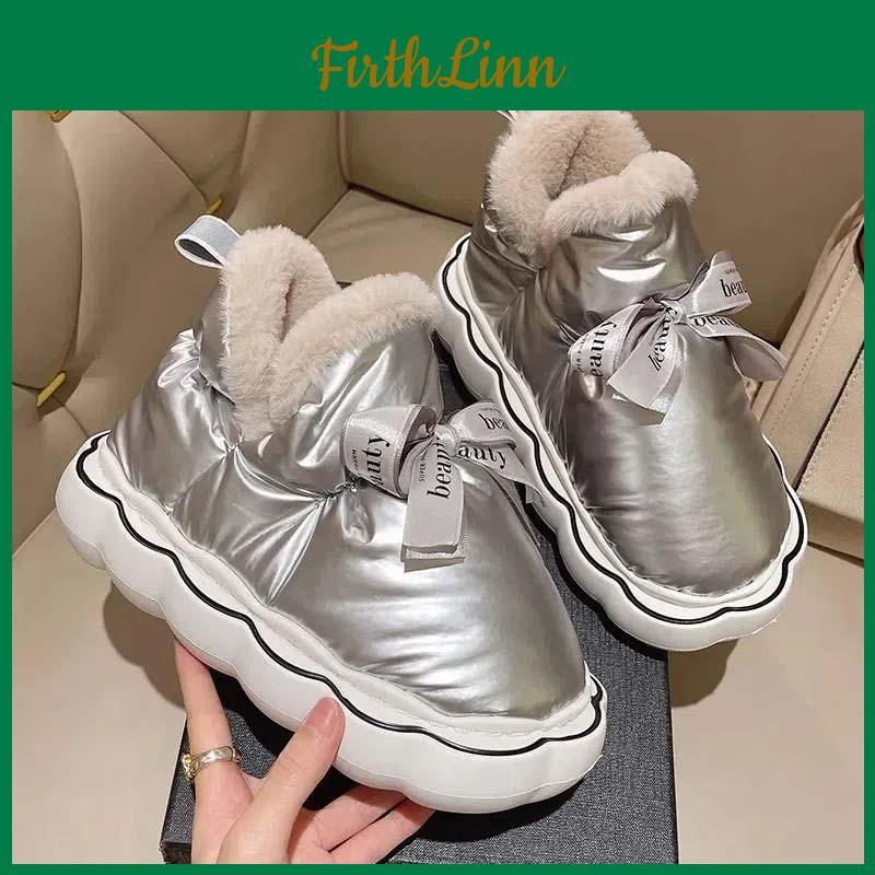 Cotton Thick Thickened Waterproof Boots Soled Antiskid Ladies Cute Cotton Shoes Winter Warm Down Lightweight And Comfortable