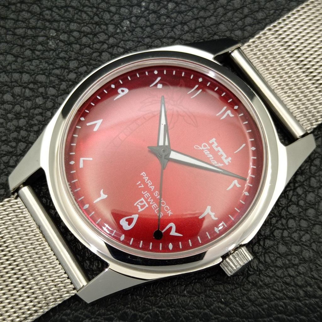 HAND-WINDING VINTAGE HMT JANATA INDIAN MENS ARABIC RED DIAL WATCH a441034-4