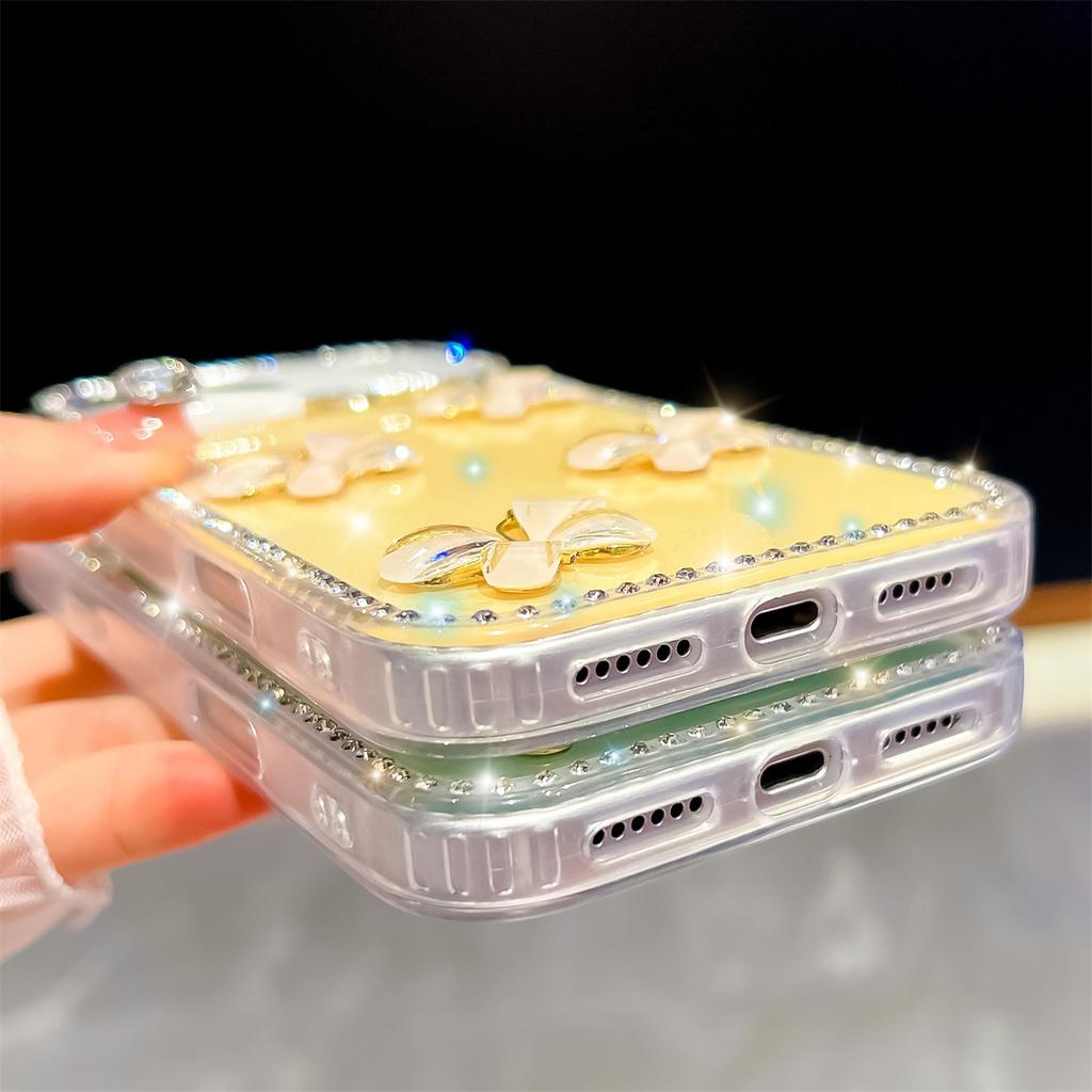 Handmade Sparkly Diamond Glass Butterfly IMD Phone Case, Compatible with iPhone 13,iPhone 14,iPhone 15,iPhone 16,iPhone 17 Series