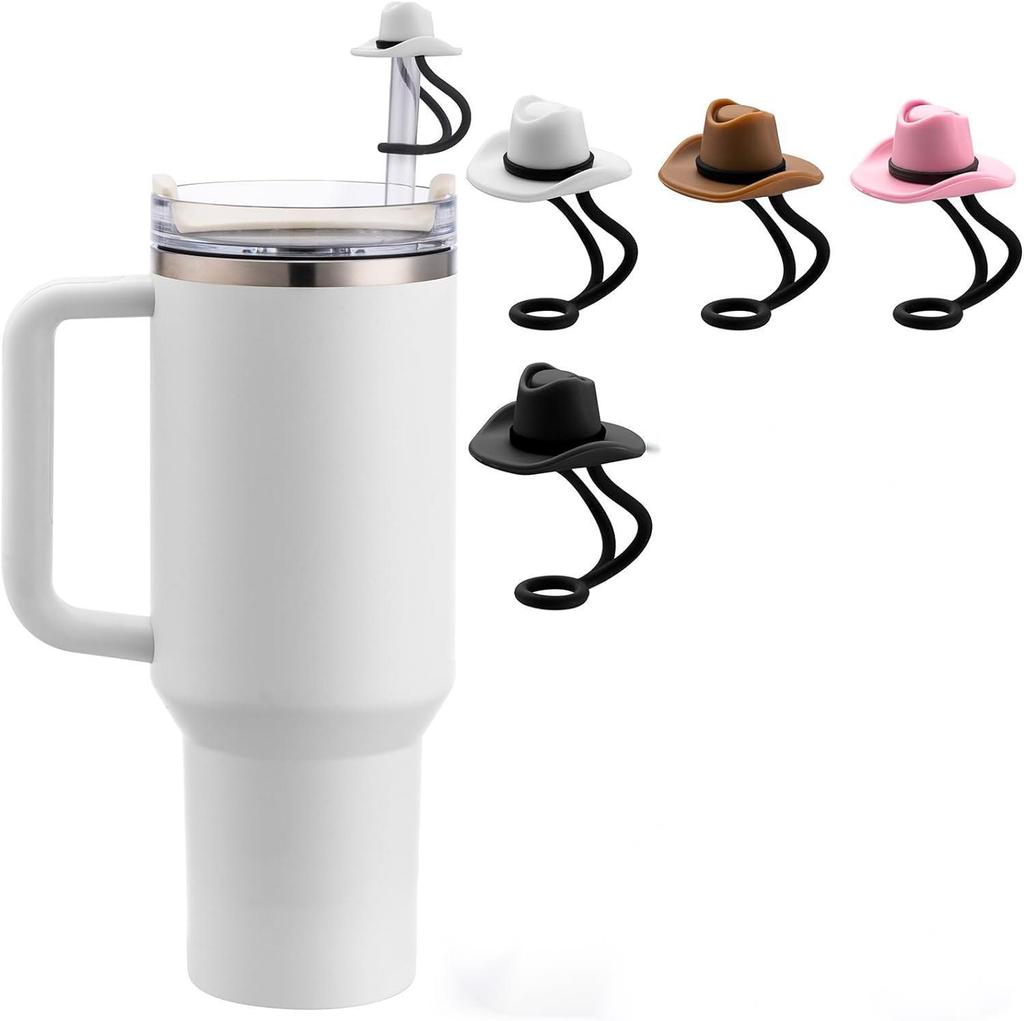 Silicone Cowboy Hat Straw Covers Caps Compatible With Stanleys Cup 30 40 Oz Tumbler Cute Protector Cap Mug Straw Tip Decorations