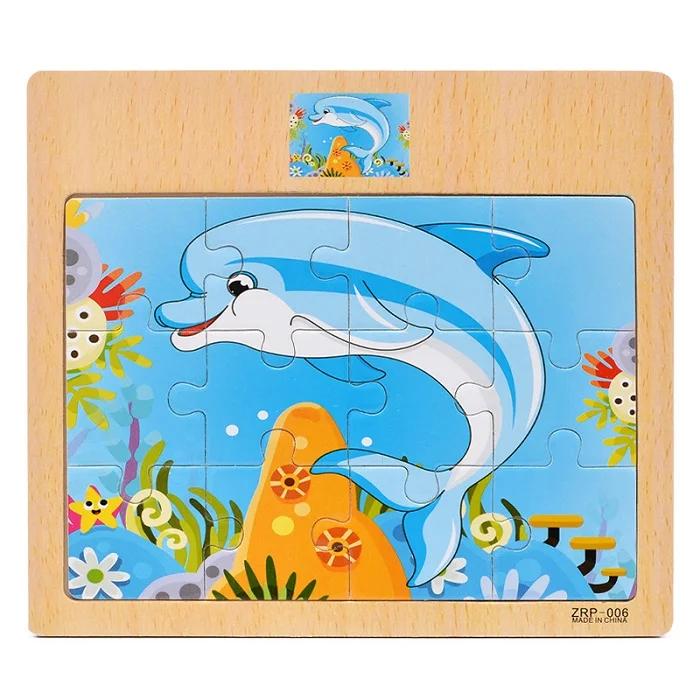 1pc Wooden Jigsaw Puzzle Kids Cartoon Animals Traffic Car Puzzles Game Kids Montessori Educational Toys for Children
