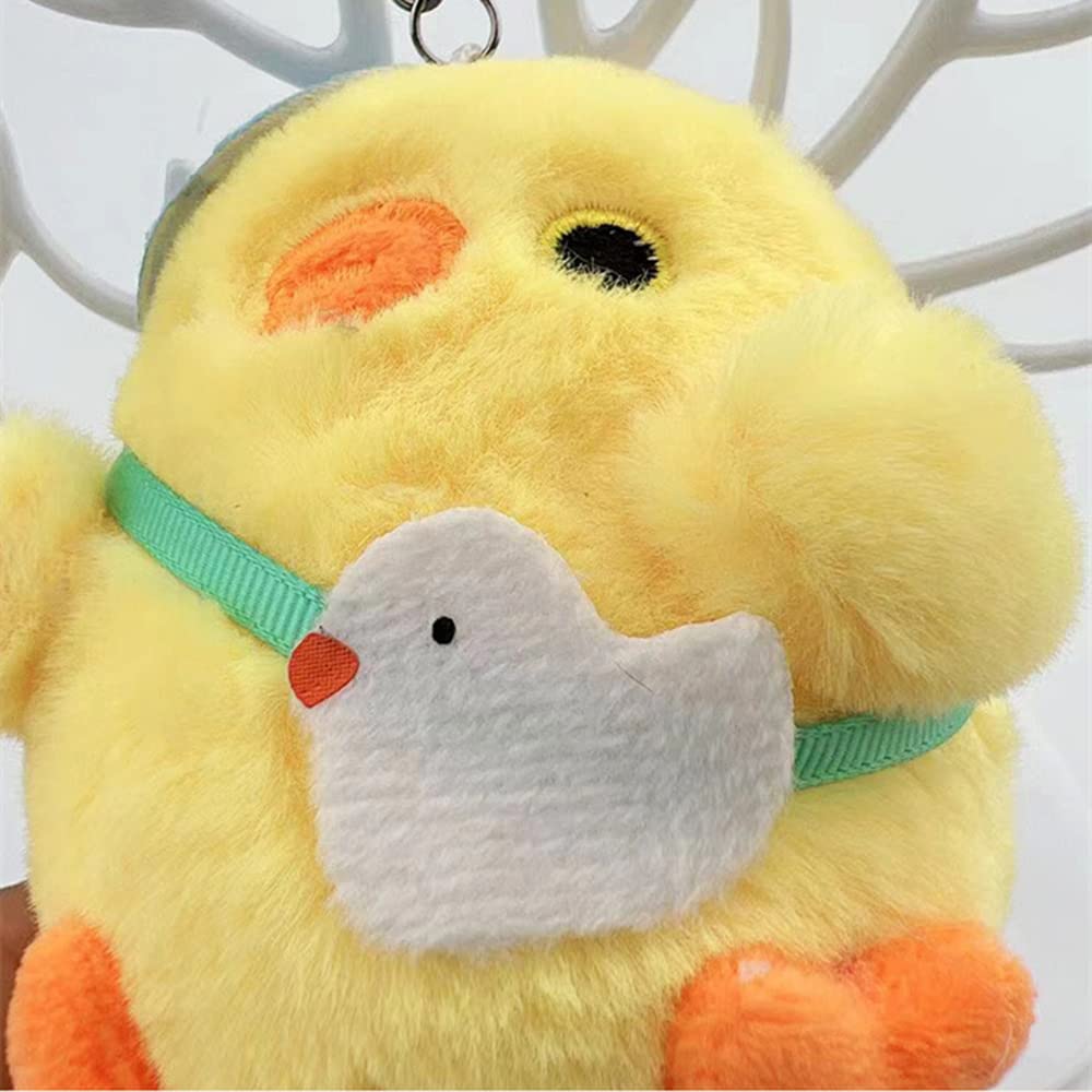 Futupe Cute Plush Small Animal Mascot Keychain Keyring, Korean Style, Stylish Bag Charm, Gift, Set of 2 (Chick)