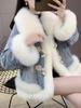 2025 Women's Winter Fur Collar Denim Cotton Parka: High-End Fashion with Versatile Style