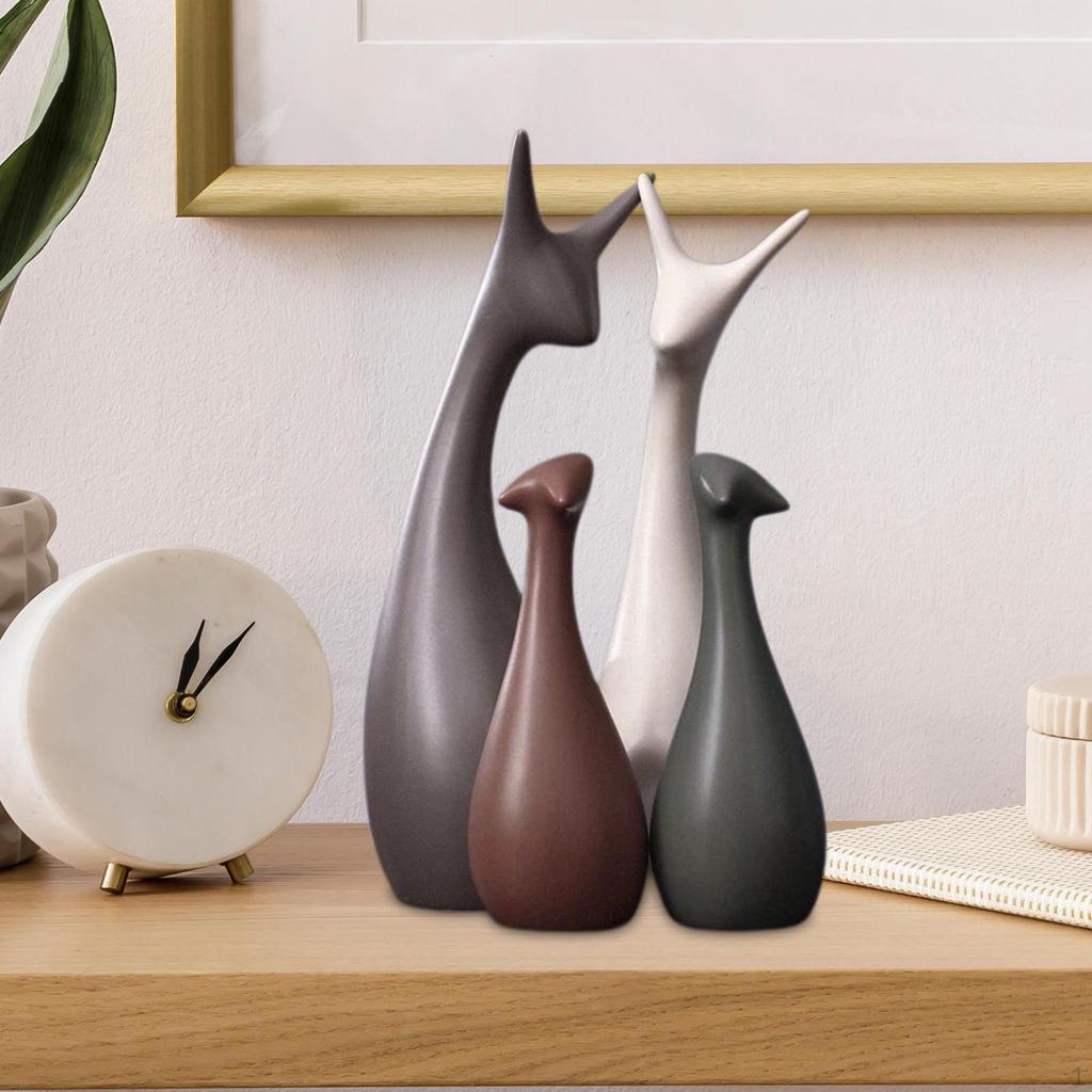 3Pcs Ceramic Ornaments, Animal Figurines Deer Statue Sculpture Modern Collectable Art Works for Home