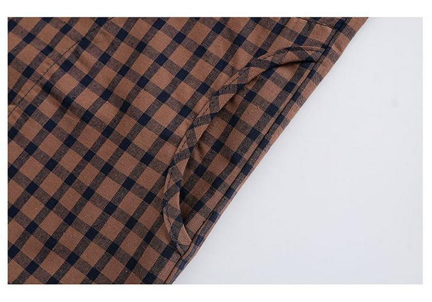 2026 Pure Cotton Plaid Cardigan for Middle-aged & Elderly Women - Long Sleeve, Mom & Grandma Style