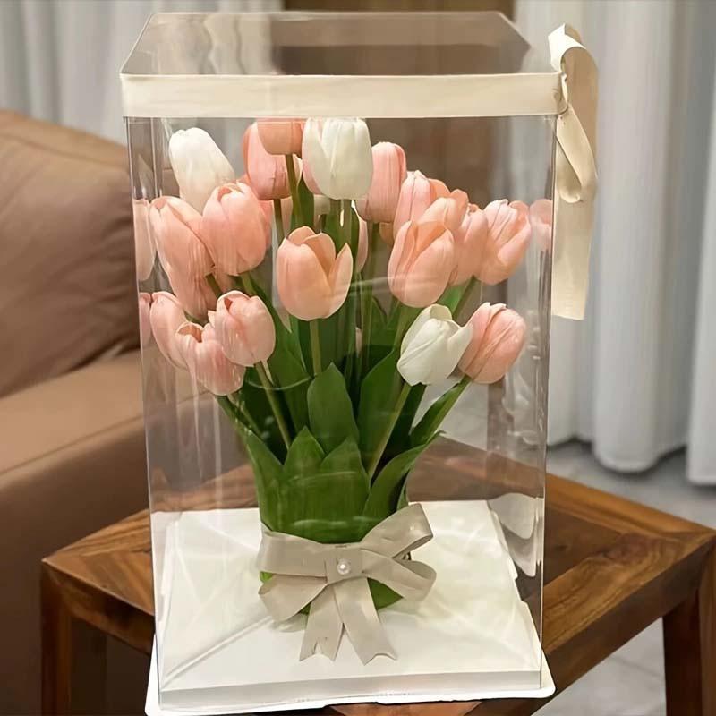 5pcs Transparent Flower Box Cake Packaging Boxes Carrier Container for Large Tall Layer Tiered Cakes Flower Packaging Box No Ribbons