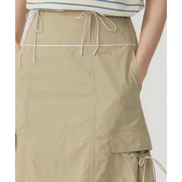 Covernat Early Autumn Solid Color Large Pocket Tie Comfortable Simple Casual Long Skirt Women skirts Light-Khaki CO2502SR75LK