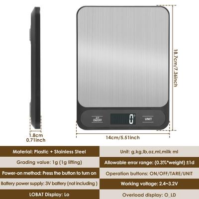 10kg Backwaage Praktische Lebensmittelwaage mit LCD-Anzeige und Edelstahlabdeckung zum Backen Kochen Zählen