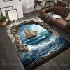 1PC Sailing Ship Through Broken Wall Print Carpet Rug for Living Room Bedroom Sofa Doormat Home Decor Non-slip Floor Mat